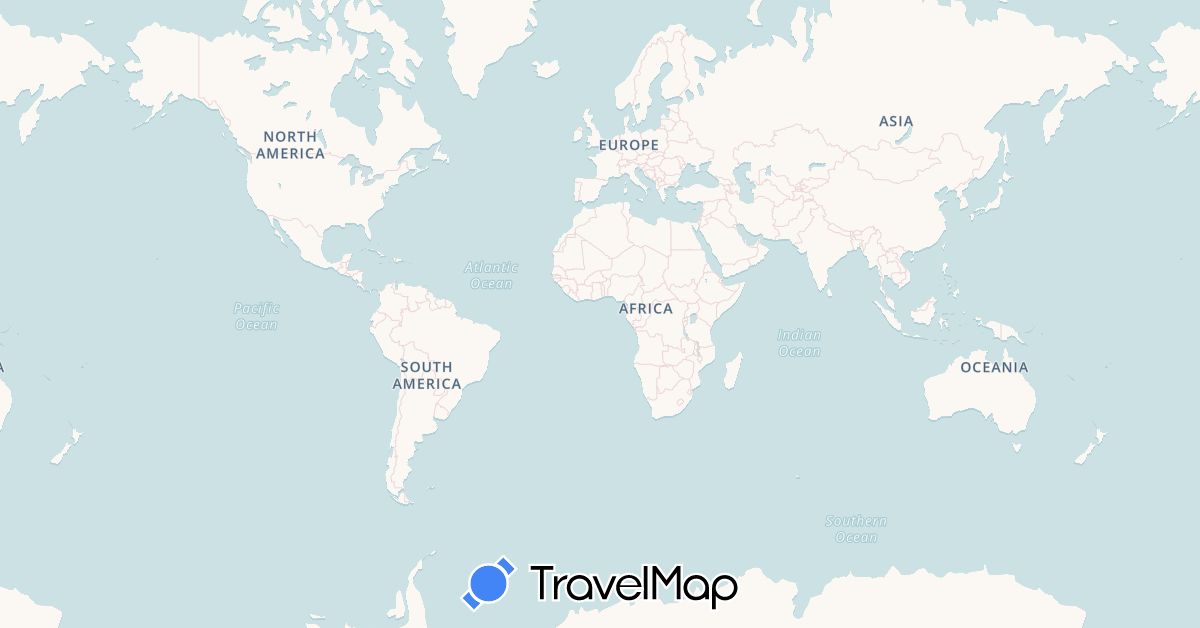 TravelMap itinerary: driving, plane, boat, hitchhiking, motorbike in Benin, Algeria, Spain, France, Gibraltar, Morocco (Africa, Europe)